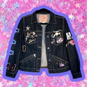 MARC JACOBS SS 2016 Denim Jean Jacket S M Punk Heaven Varsity 2000s 90s brooch